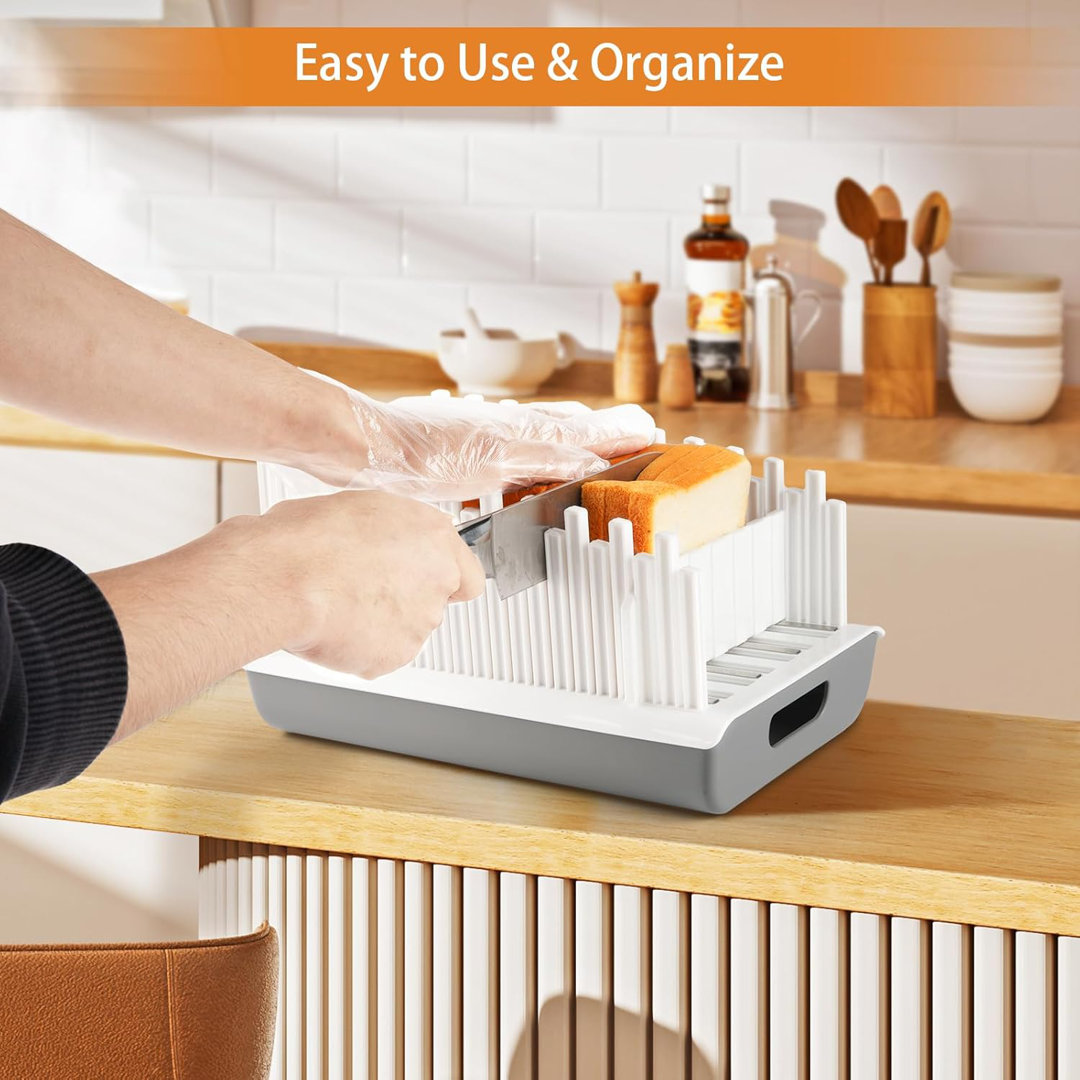 Bread Slicer Guide For Homemade Bread With 304 Stainless Steel Sheet And Storage Tray?3-Slice Thickness,Adjustable Width Making Tools For Cake?Bagels?Toast